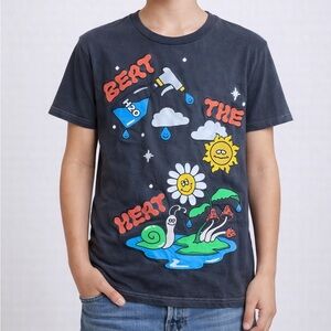 Pacsun Beat The Heat Stay Cool Flower Sun Mushroom Graphic T-shirt Small Unisex